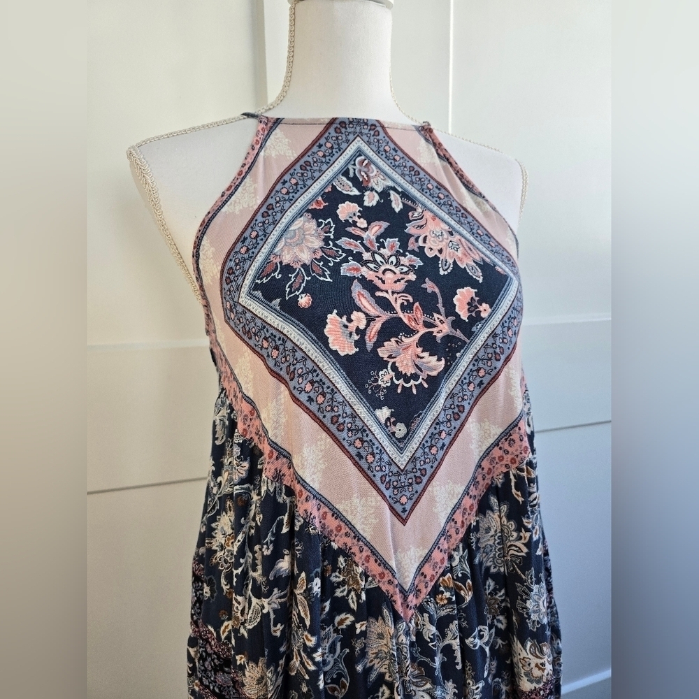 American Eagle Boho Floral Dress with Pink and Blue Accents - Picture 4 of 9